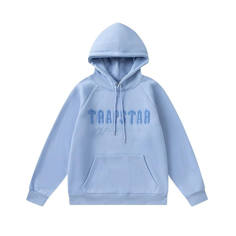 Foreign trade new rainbow color matching letter embroidery velvet loose hooded sweater casual trousers set men and women the same style