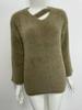 2025 Hollow V-Neck Faux Mink Velvet Sweater: Soft Knit Women's Solid Color Top