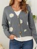Cross2026 Women's Christmas Abstract Floral Casual Cardigan Sweater