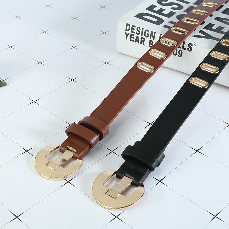 Women Waist Belt Adjustable Hole Grunge Punk Belts For Women Alloy Pin Buckle PU Leather Waistband