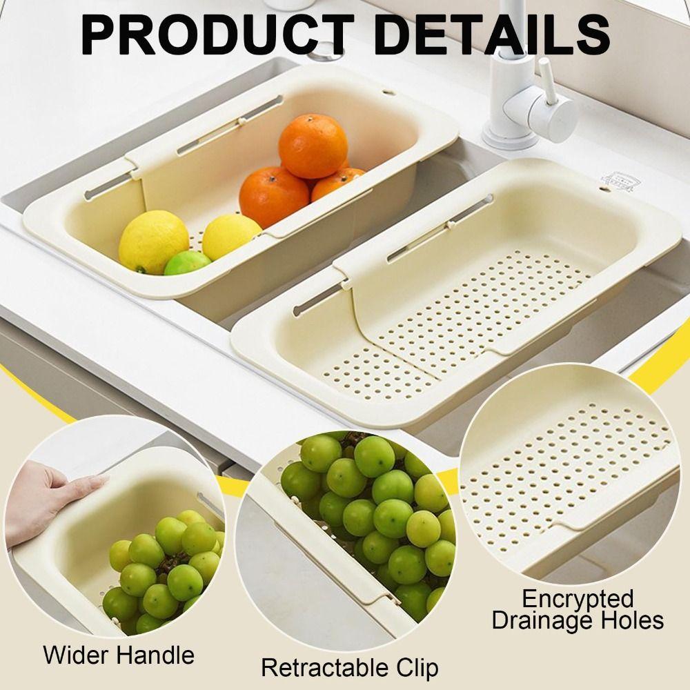 Over The Sink Vegetable Wash Basin Adjustable Colander Strainer Sink Drain Rack  Vegetable Washing