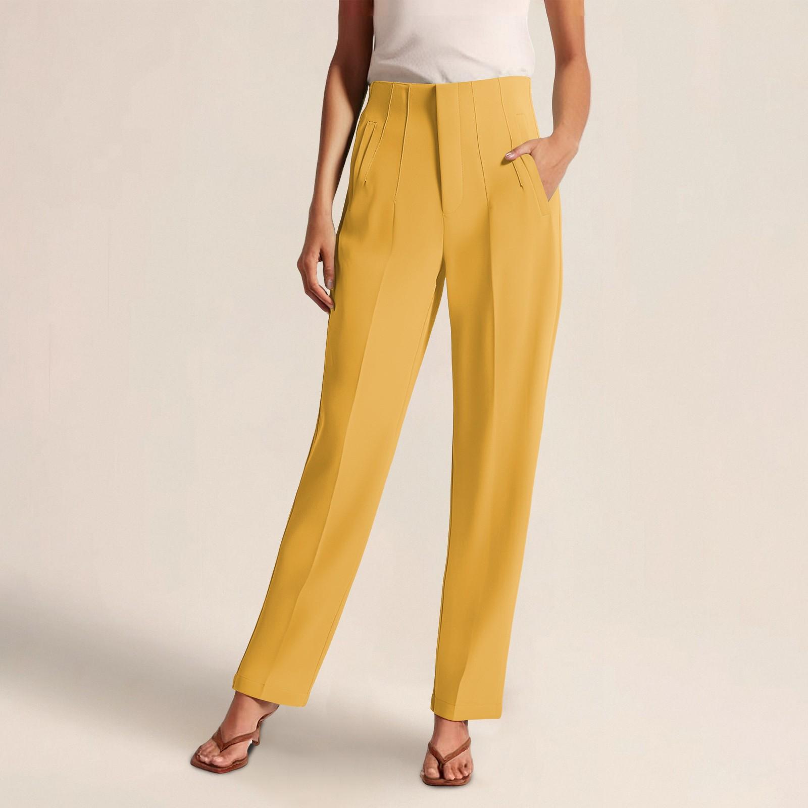 

Женские брюки для костюма, повседневные брюки с высокой талией для работы и поездок на работу S жёлтый