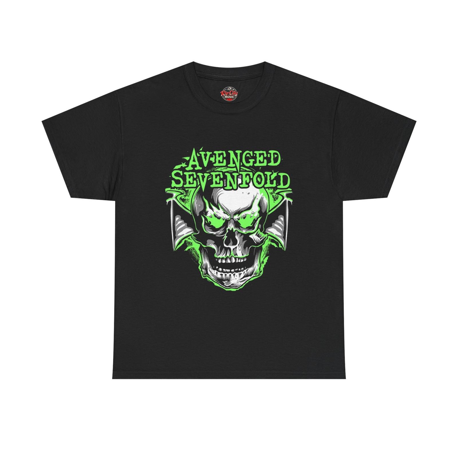 Avenged Sevenfold A7X Neon Green Flame Skull Fire Eyes Rock Band Unisex T-Shirt M