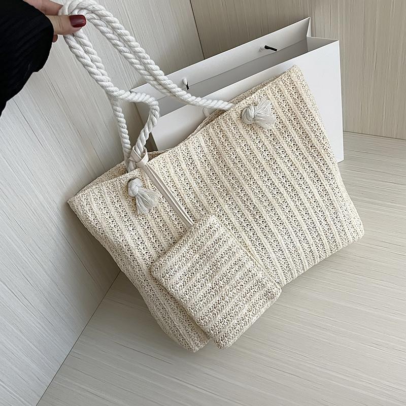 Fashion Large Capacity Straw Tote Bag Designer Women Handbags Handamde Woven Summer Beach Bag Casual Bali Big Purse