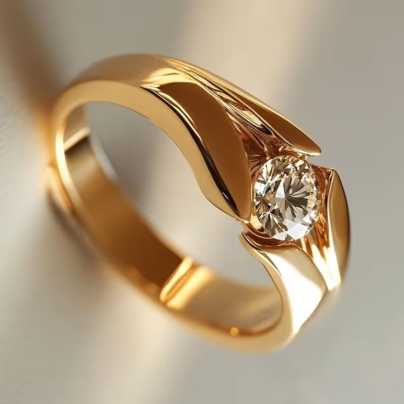 2026 New Trendy Wedding Rings for Women Gold Color Luxury Solitaire Cubic Zirconia Female Rings Modern Fashion Jewelry