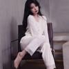 Women’s Pleuche Pajama Set Spring Fall Winter Long Sleeve Top and Pants Two Piece Loungewear