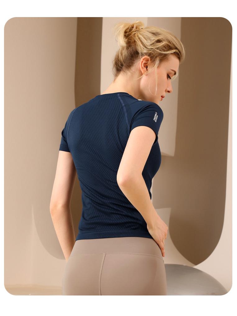 Cross-Border Slimming Quick-Dry Sport T-Shirt - Elastic, Breathable, Short-Sleeve, New Style Yoga Top