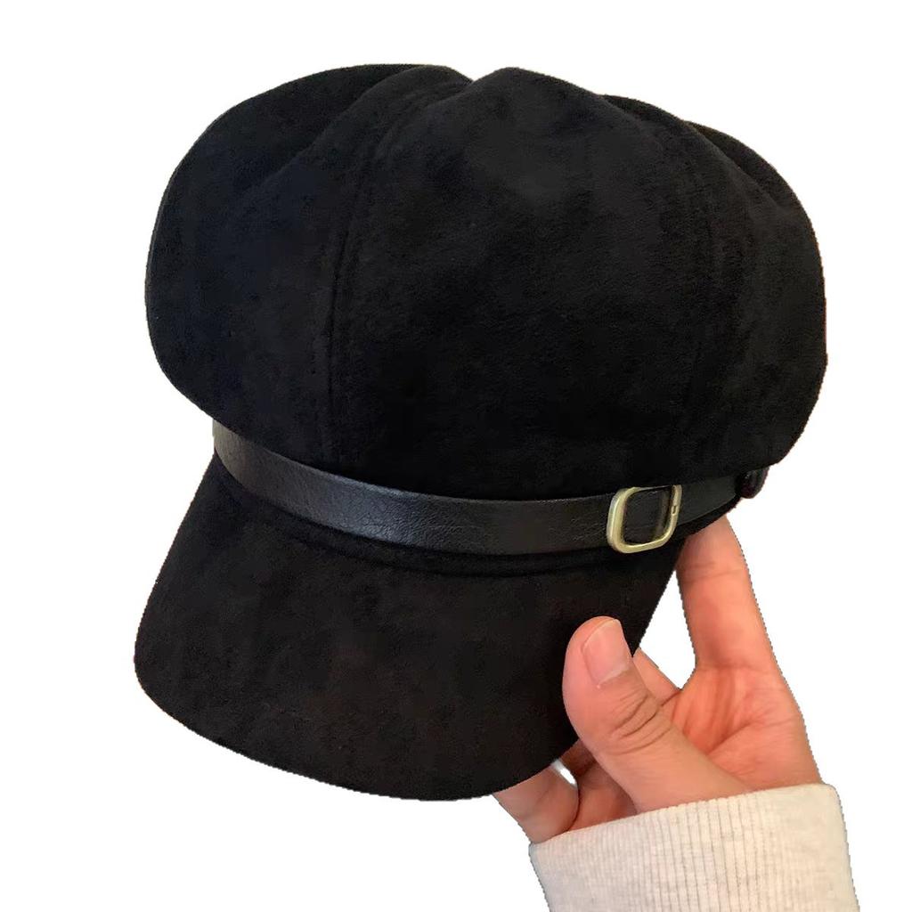 New British-style vintage beret for women, versatile for autumn, makes the face look smaller, with a high-end feel, made of suede fabric