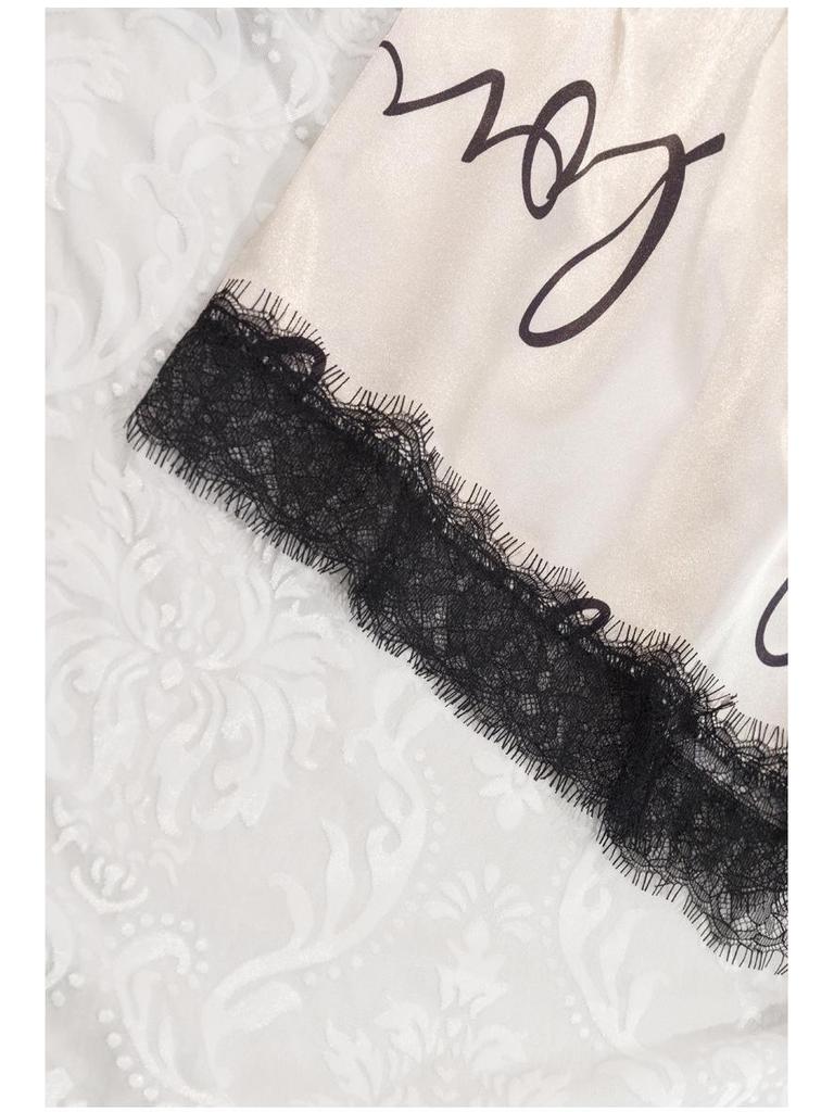 Yaoting Heart Print Lace Patchwork Women's Summer Pajama Set