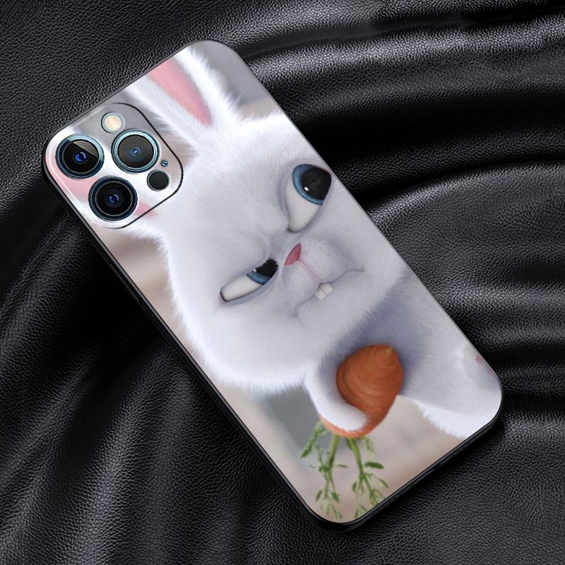 Cute Rabbit Case For Apple iPhone 11 13 14 12 Pro Max 7 8 XR X 6 5 5S SE 2022 13ProMax Black Silicone Phone Funda