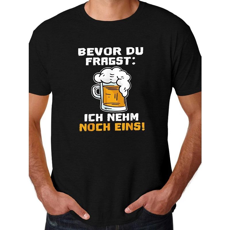 

European sizes Bevor Du Fragst Ich nehm noch Print Crinkle Men s T-Shirt Geometric-pattern Summer Casual Regular Fit For Men 4XL чорний