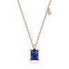 Colar com pingente quadrado de zircônia azul, cor dourada, corrente para festa de casamento, joias da moda para mulheres