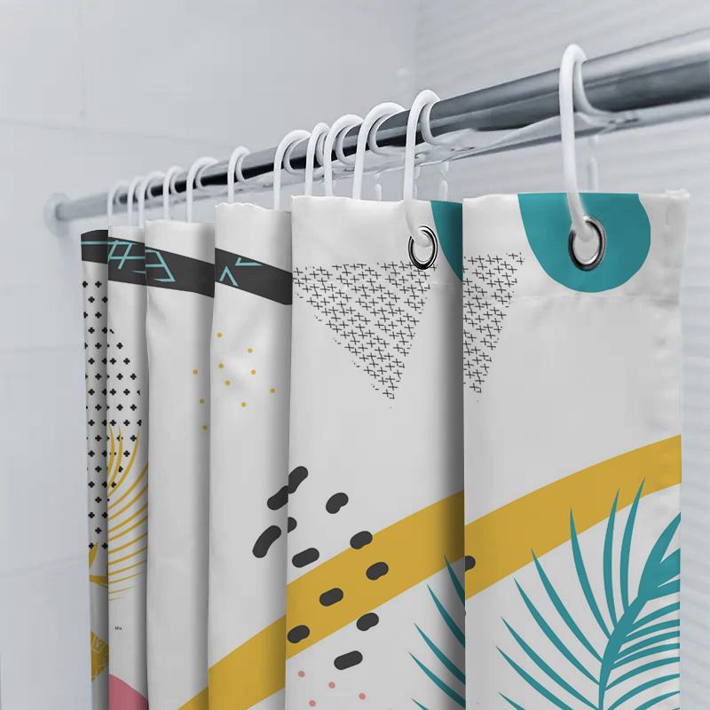 Modern Retro Style Bath Shower Curtain With Geometric Patterns Perfect For Bathroom Decor