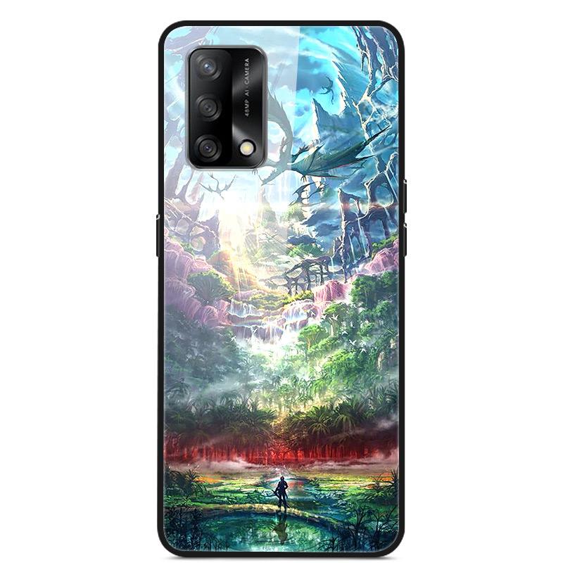 For OPPO A74 4G Case Tempered Glass Hard Phone Case Luxury Case for OPPO A74 5G A 74 Protective Bumper Shockproof Funda Coque