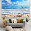 2D Küsten-Meeresufer-Wandteppich, Sandstrand mit Muscheln Wandbehang