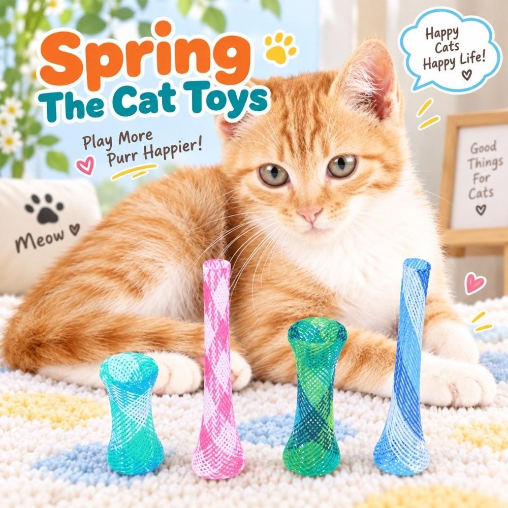 10PCS Freely Folding Cat Spring Toy Good Elasticity Cat Attract Toy Kitten Entertainment