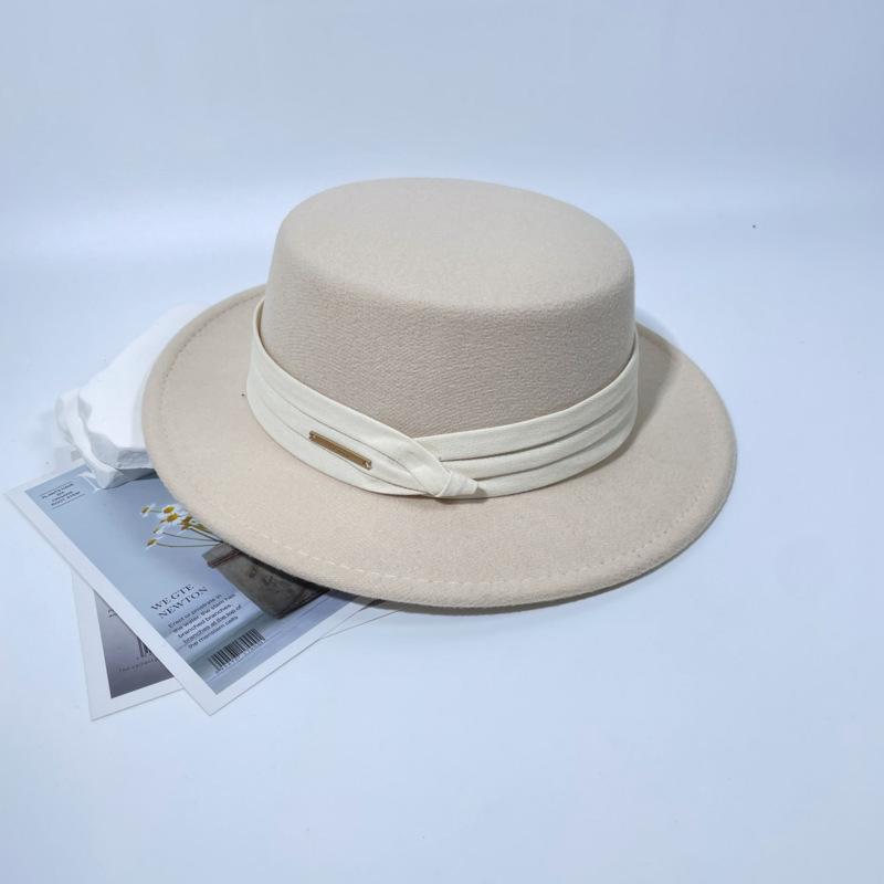 New Top Hat French Retro British Flat-top Woolen Hat Women's Autumn and Winter Fashion Versatile Temperament Felt Hat Men