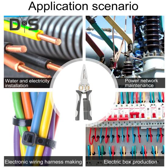 Stainless Steel Wire Stripping Pliers 8-In-1 Multifunctional Electrician's Pliers Electricity Measurement Anti-slip Ergonomic Handle Professional