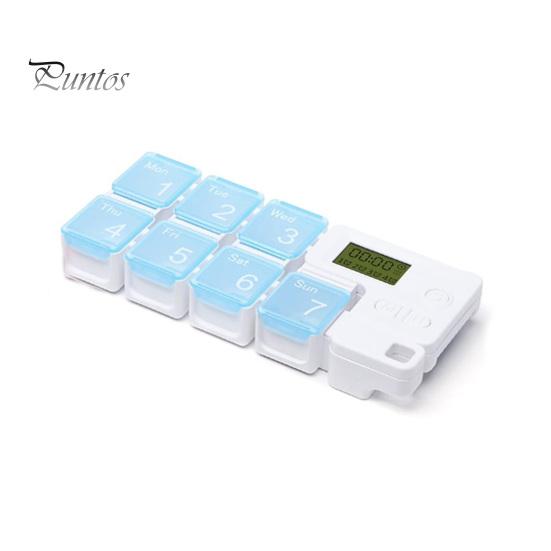 Smart Pill Dispenser Box 7 Grids Sealed Detachable Large Capacity Backlight Timing Reminder Portable Electronic Days Storage Organizer for Trip