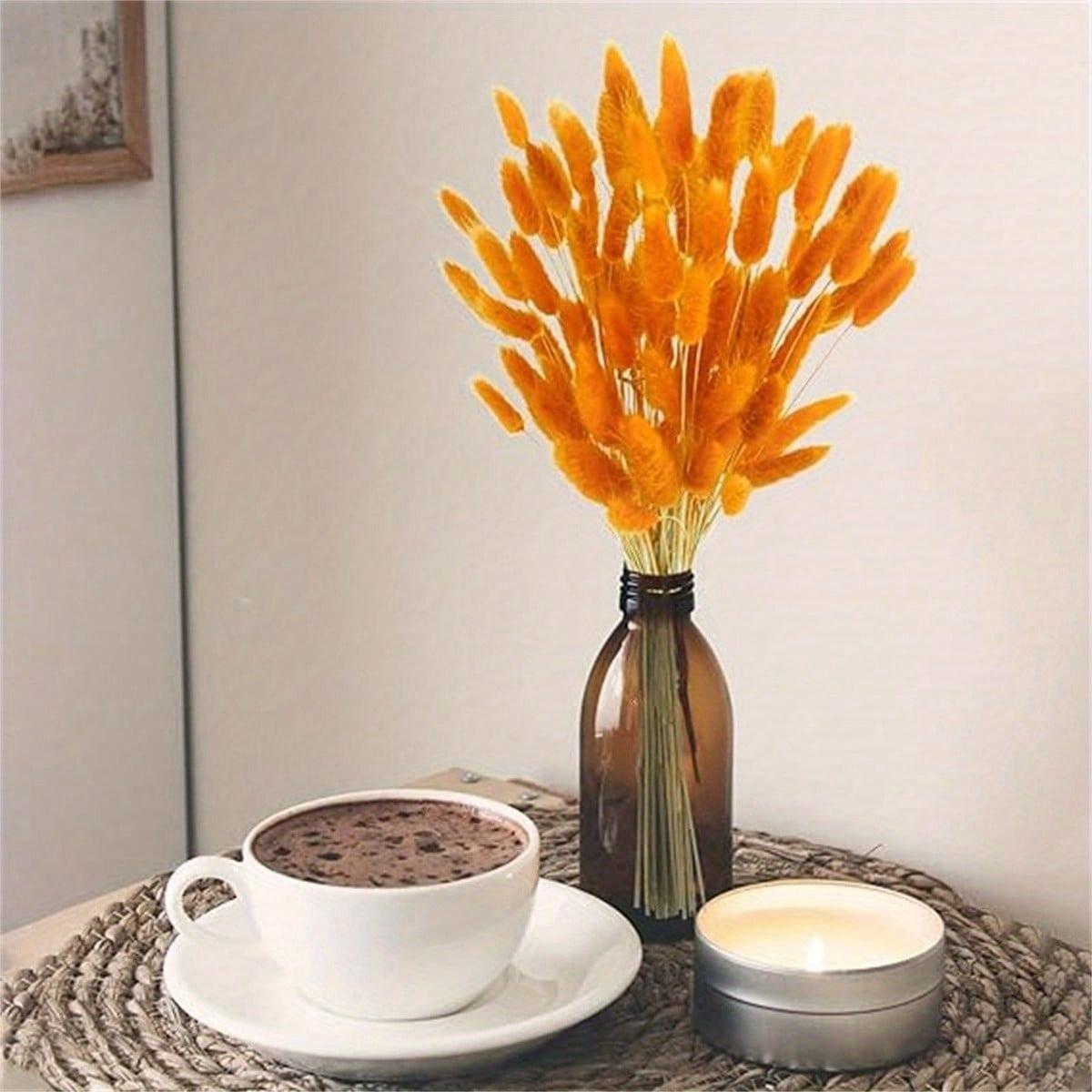 

120 шт. Натуральна сушена трава «Кролячі хвостики» 60 см Кролячі хвостики Сушені квіти Лагурус Оватус Трава «Кролячий хвіст» для DIY Крафт Весільна вечірка Домашній декор столу жовтий