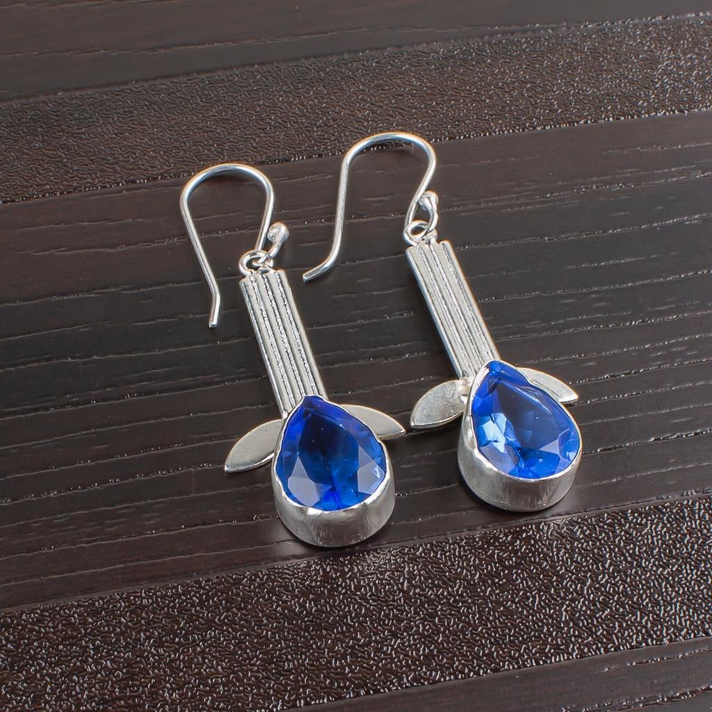 Natural Tanzanite Gemstone 925 Sterling Silver Handcrafted Jewelry Earring EE-36-6