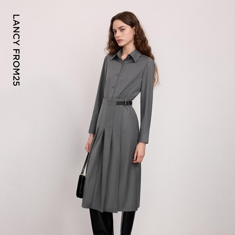 LANCY Women's Commuter Pleated Shirt Dress