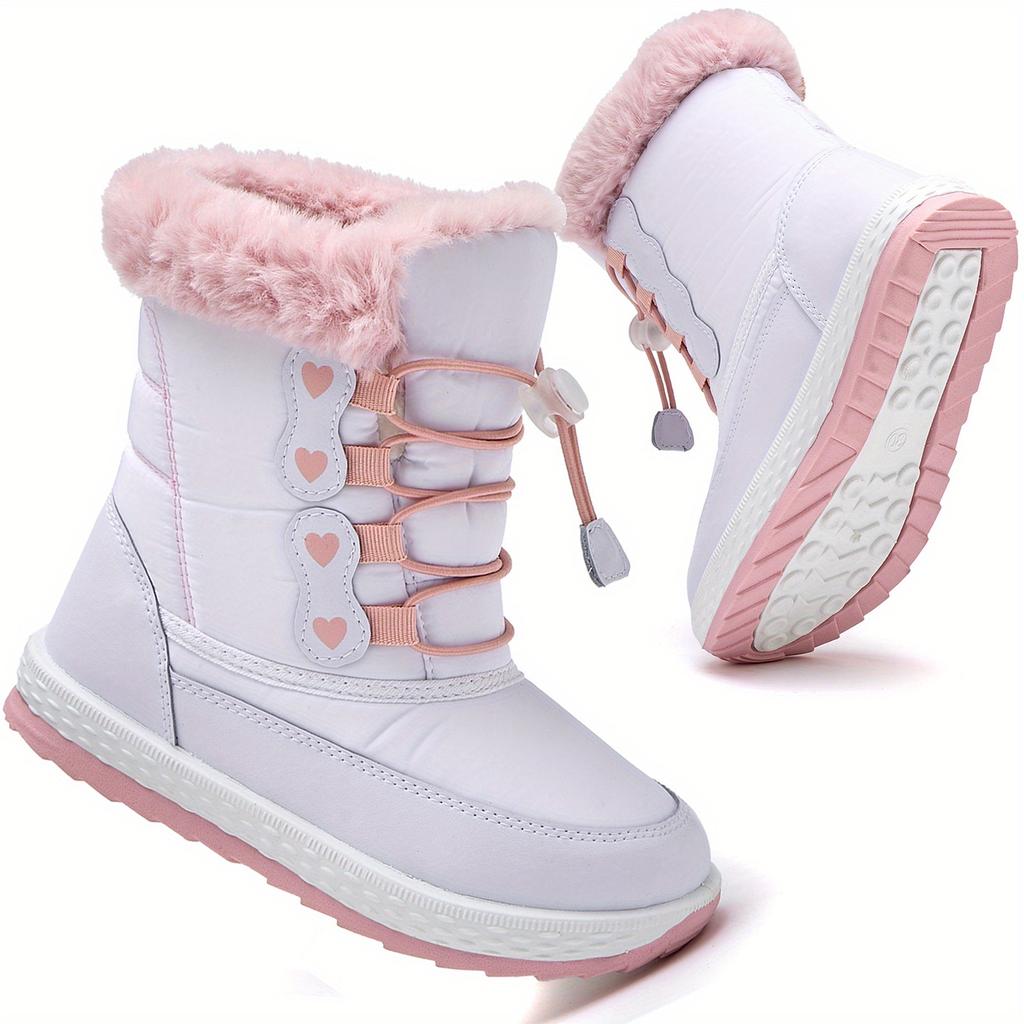 [Fleece-Lined Snow Boots] Youngsters' Fleece-Lined Snow Boots - Slip-On Mid-Calf Outdoor Shoes with EVA Sole, All-Season Lightweight Design for Girls