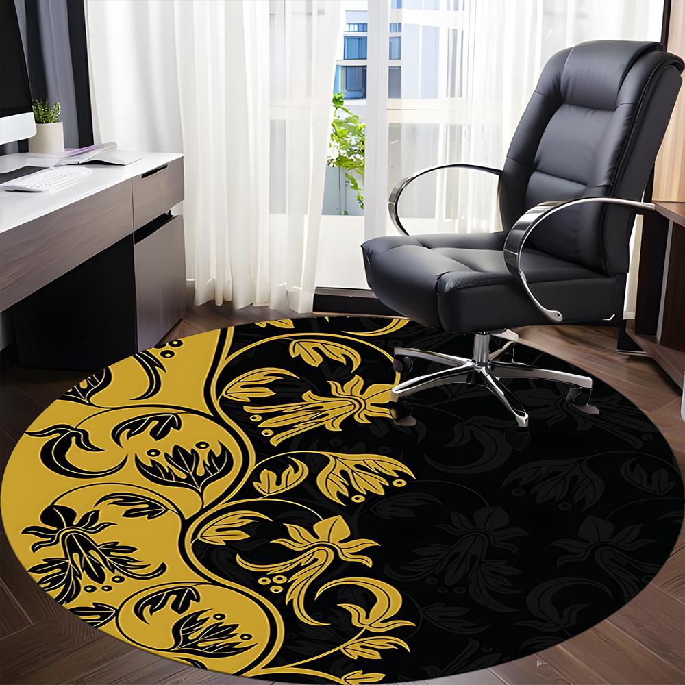 1pc Floral Pattern Office Round Area Rug, Indoor Mat Suitable ForOffice, Under Office Chairs Bedroom Living Room Home Decor, Room Deco 034