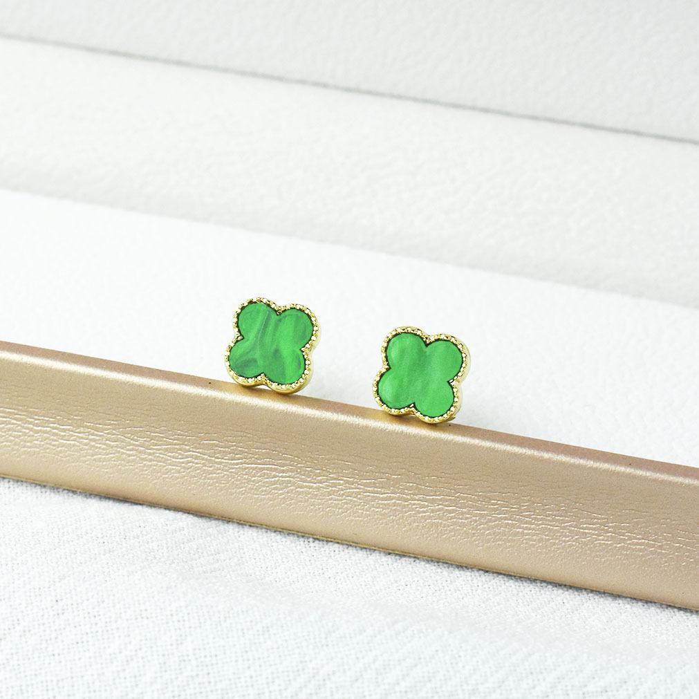 

Серьги-четырехлистный клевер, чистый красный темперамент, маленькие простые дикие новые серьги, женские серьги зелёный