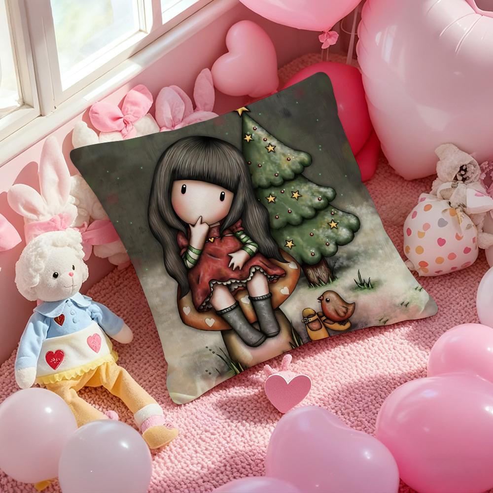 S-Santoro Gorjuss Cartoon Cushion Cover Pattern Printed Pillowcase for Living Room Sofa Cushion Cover & Bedroom Decor