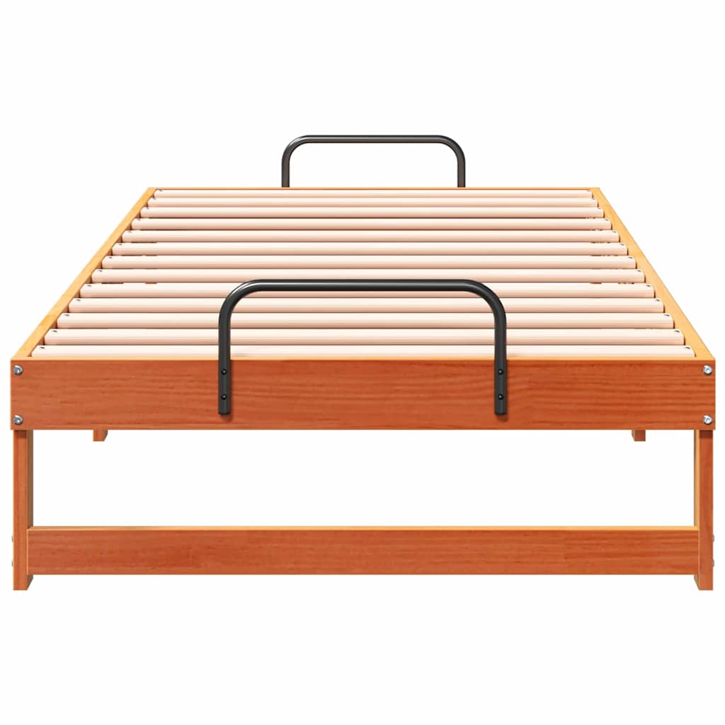 Brown Bed Frame 90 x 190 cm Solid Pine Wood