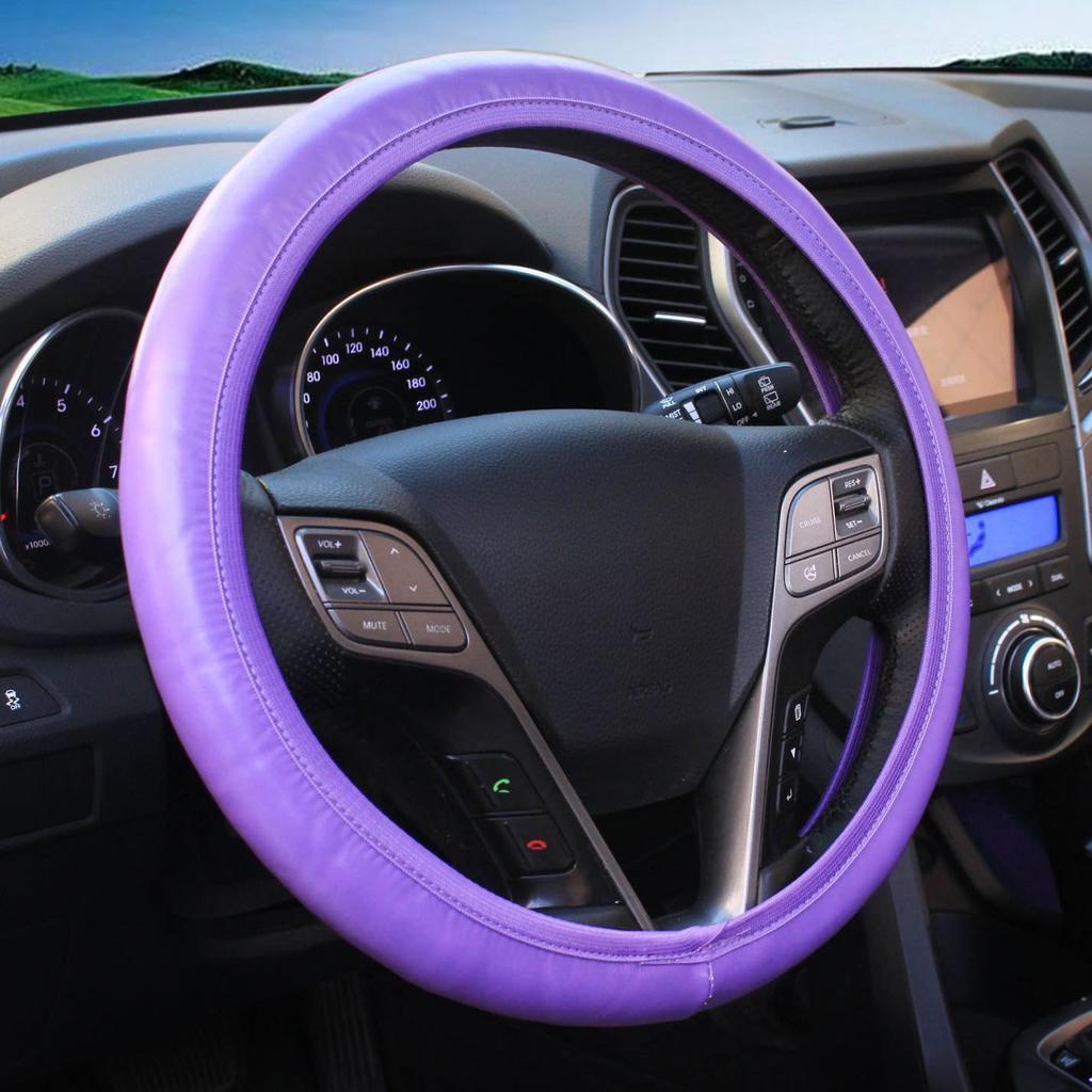 Car Steering Wheel Cover with Lamb Grain Leather Steering Wheel Cover without Inner Ring Elastic Band Handle Cover