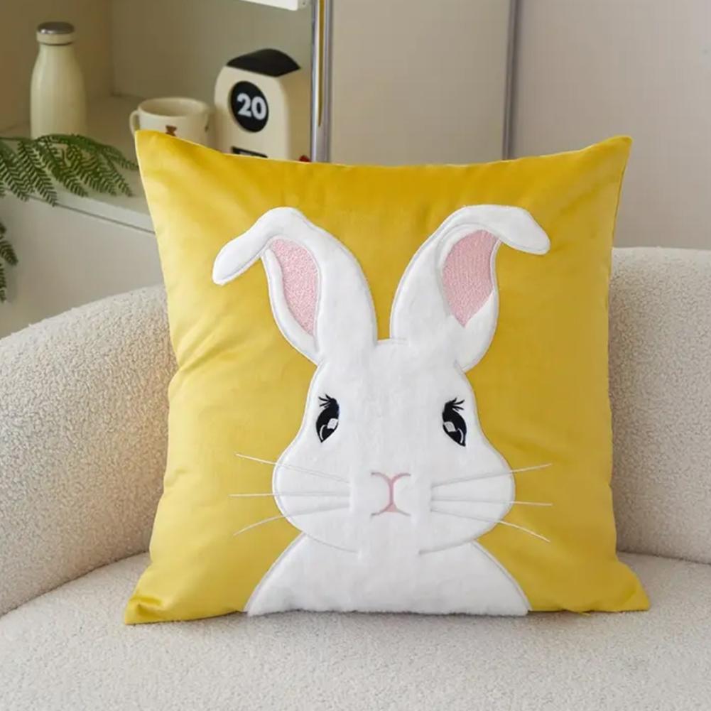 Easter Bunny Pillow Cover 45x45cm Plush Rabbit Pillow Case Happy Easter Decoration Pillowcase for Home Decor Sofa Cushion Cover