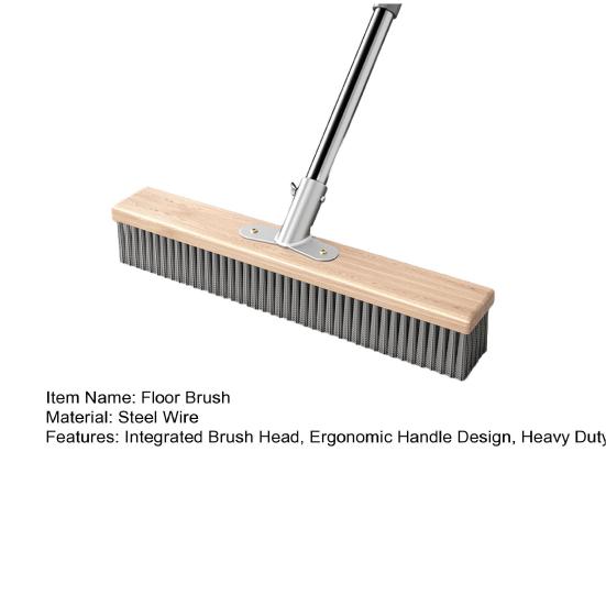 Floor Brush Stainless Steel Bristles Patio Concrete Stone Surfaces Cleaning Brush Versatile Outdoor Scrubbing Brush