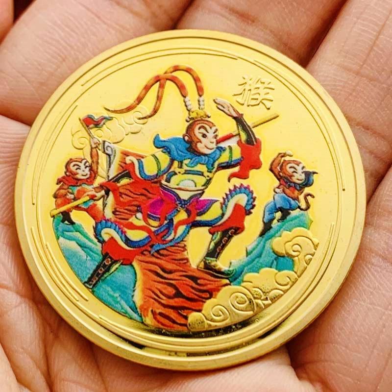 

Australian zodiac animal monkey gold-plated color printed commemorative medal, decorative gift, coin in the Year of the Monkey