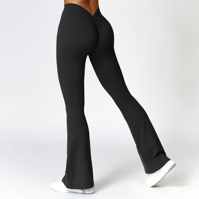 Persikolyftande Yoga Mage Byxor Fitness Träning Vida Ben Mikro Mage Byxor Hög Midja Snabbtorkande Yogabyxor För Kvinnor