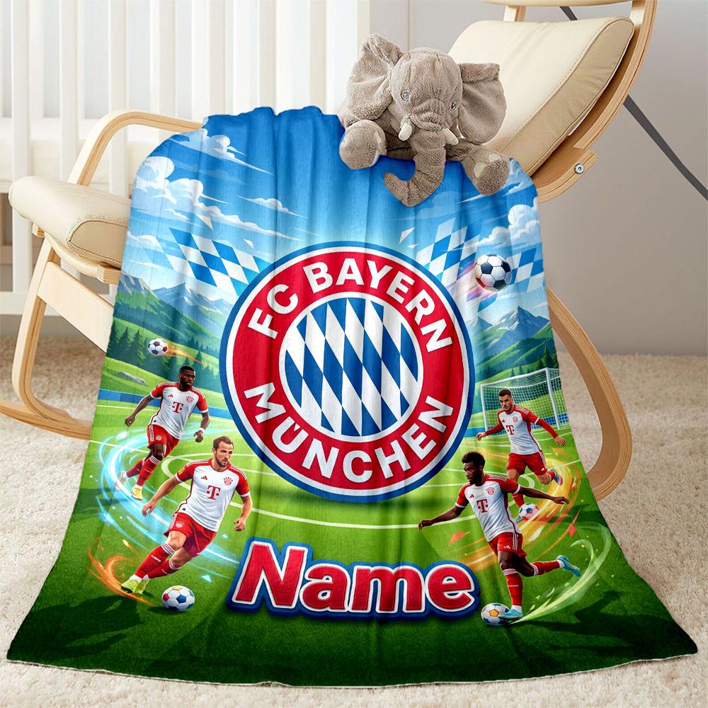 Bayern Munich Fan Gear Personalized Text Blanket Gift Customizable Blanket Warmthful Decor Throw For Office Picnics Chair Bedding All-Season Use