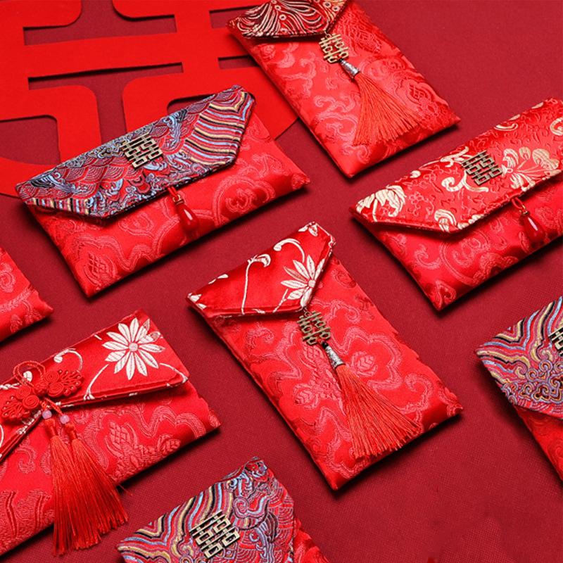 2026 New Year Red Packets Birthday Brocade Money Bag Wedding Red Envelopes Dragon Phoenix Spring Festival Blessing Lucky Gift