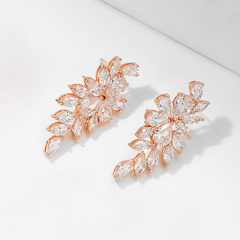 ZAKOL Fashionable Exquisite Leaf Style Copper Zircon Dangle Earring For Women Novel Charm Daily Party Jewelry Gifts