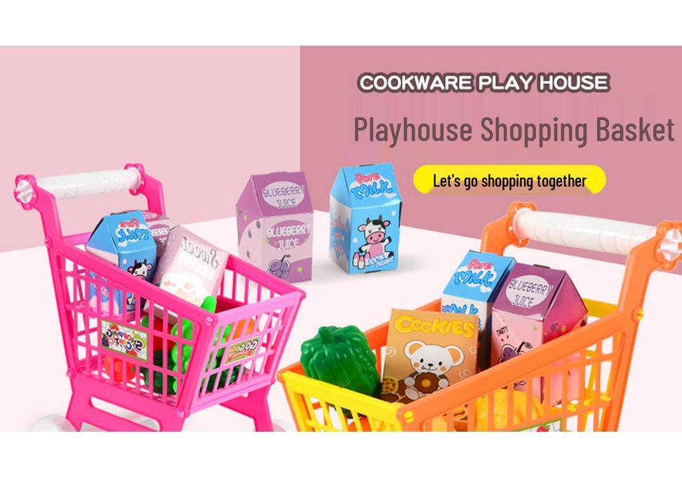 Children's Role-Playing Shopping Cart Toy with Fruits & Vegetables
