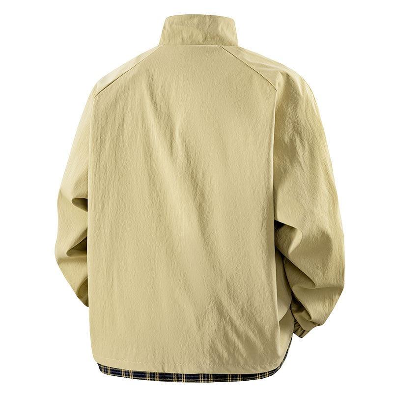 25 Autumn and Winter New Men's Loose Trendy Jacket Thin Lapel Yarn-dyed Plaid Jacket Tooling Casual