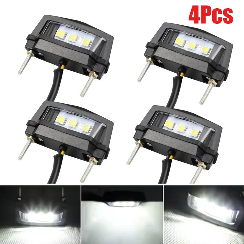 12V Motorcycle LED License Plate Light White Lamp Waterproof 2 Wires Black Shell For Honda Kawasaki Yamaha Accessories