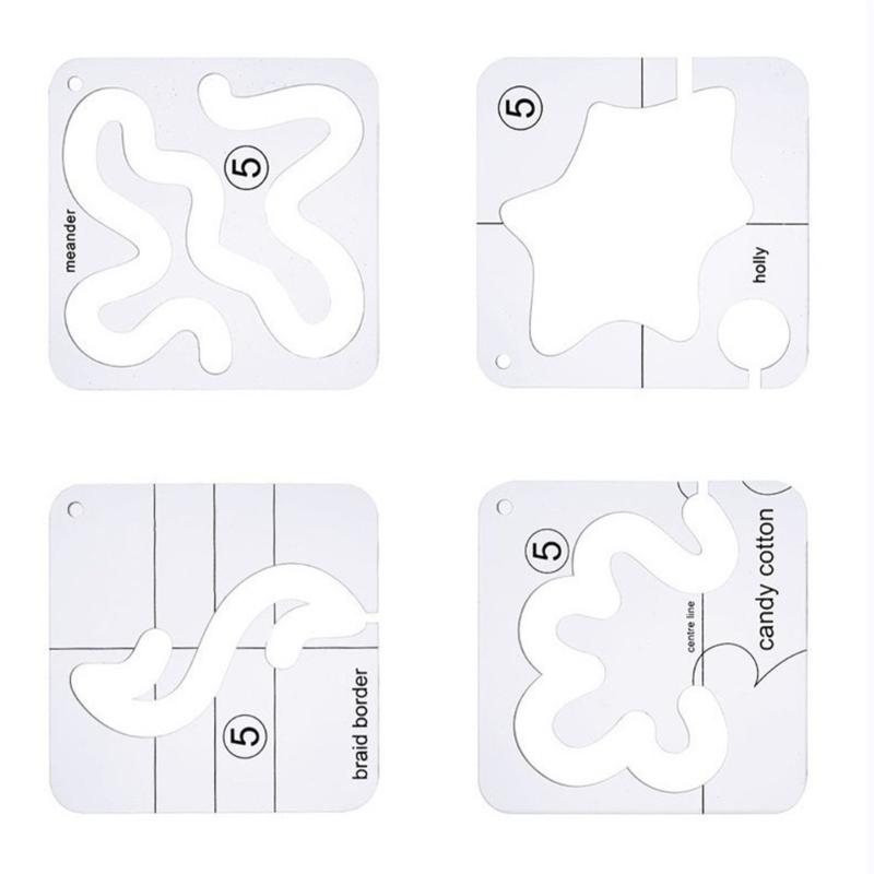 4Pcs Quilting Templates Clear Acrylic Quilting Ruler Freemotion Quilting Ruler Stencils Sewing Ruler Patchwork Tool