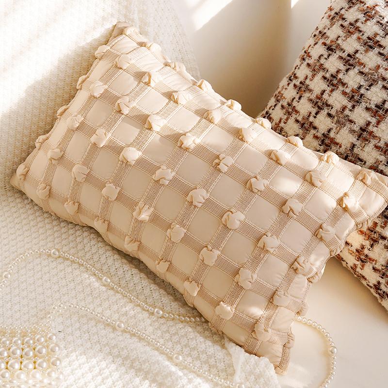 Luxury and Retro Bedroom Headboard Cushion Simple and Sophisticated High-Style Throw Pillow Cover Brown Color Sofa Cushion