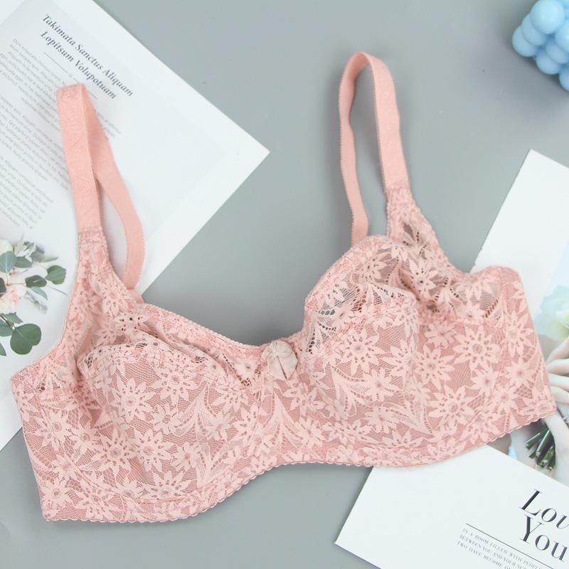 Hot Selling Sexy Back Lace Bra Ultra-thin Adjustable Traceless Underwear Women's Big Breasts Show Small Gathering Bra