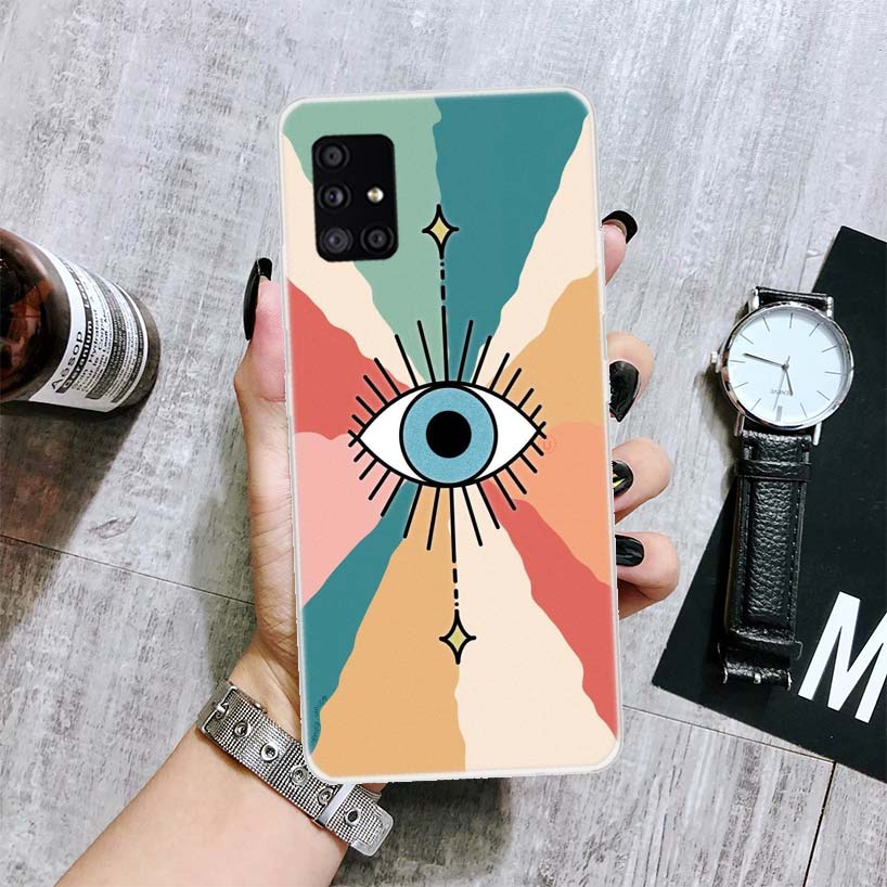 Lucky Blue Evil Eye Phone Case For Samsung Galaxy A14 A15 A13 A12 A54 A55 A53 A52 A04S A24 A25 A23 A22 A34 A35 A33 A32 A03S A02S