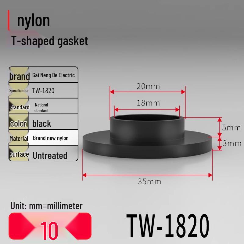T-shaped Nylon Gasket Ring Screw Shaft Sleeve, Round Concave-Convex Insulation Pad, M2-M35