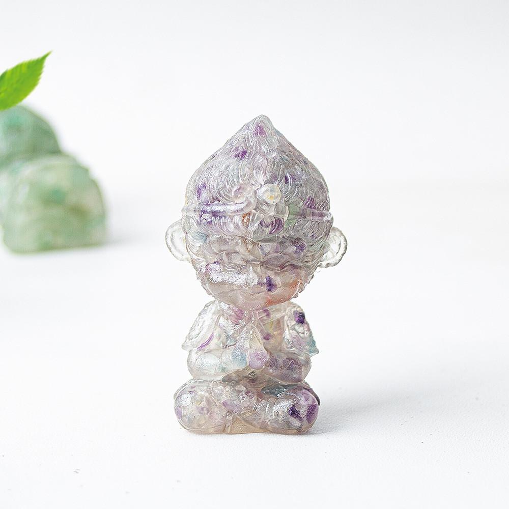 Tree Resin Craft Monkey King Statue With Natural Water Crystal For Home Decoration And Collectors
