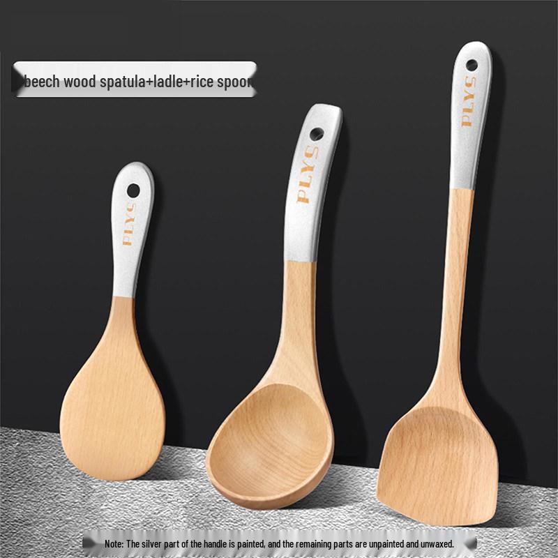 Beech Wood High-Temperature Resistant Spatula Set for Non-Stick Pans