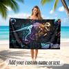 Dinosaur Theme Quick Dry Beach Towel Custom Name Text Print Large Sand Resistant Towel Beach Vacation